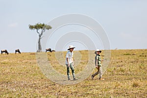 Kids witnessing great migration in Kenya