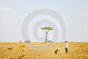 Kids witnessing great migration in Kenya