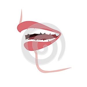 Mouth profile with a distal bite before the orthotropics or orthotropics treatment. Vector illustration photo