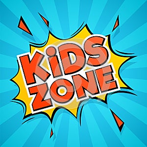 Kids zone. abstract colors cartoon children logo for stickers and playing room, playground and banner design isolated