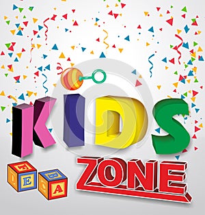 Kids zone baner with children toys