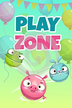 Kids zone banner concept, play zone vector illustration.