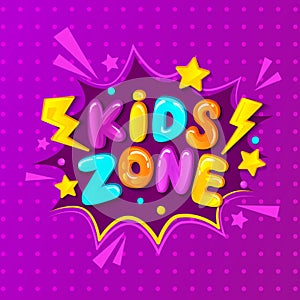 Kids zone banner, emblem or logo . Vecor. photo