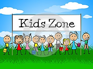 Kids Zone Banner Indicates Playing Playtime And Youngster