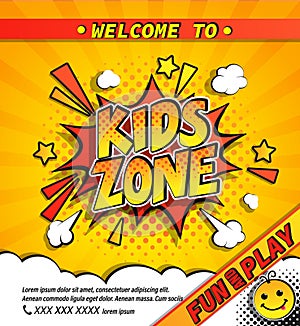 Kids zone invitation banner.