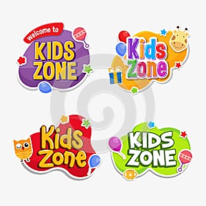 Kids zone label text sticker childish badge