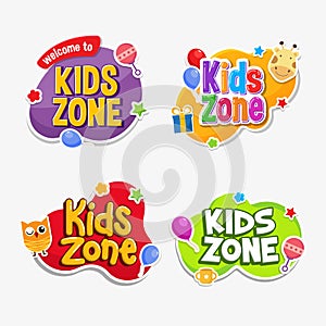Kids zone label text sticker childish badge photo