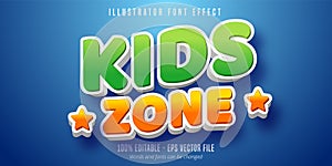 Kids zone text, 3d kids section style editable text effect