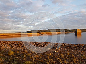 Kielder dam at sunset