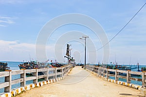 KIEN GIANG, VIETNAM, May 12th, 2018: Wharves at Nha beach on Son island, Kien Giang, Vietnam. Near Phu Quoc island.