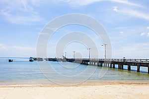 KIEN GIANG, VIETNAM, May 12th, 2018: Wharves at Nha beach on Son island, Kien Giang, Vietnam. Near Phu Quoc island.