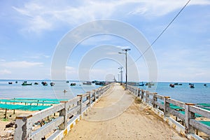 KIEN GIANG, VIETNAM, May 12th, 2018: Wharves at Nha beach on Son island, Kien Giang, Vietnam. Near Phu Quoc island. photo