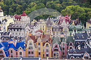 Kiev city. Old town, Vozdvizhenska and Honcharna street. photo