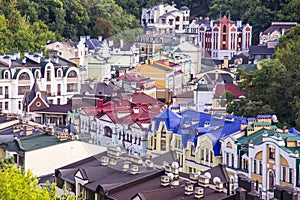 Kiev city. Old town, Vozdvizhenska and Honcharna street. photo