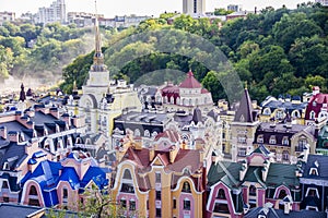 Kiev city. Old town, Vozdvizhenska and Honcharna street. photo