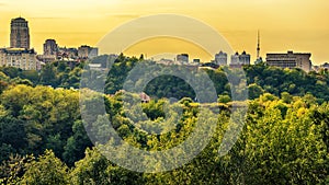 Kiev or Kiyv, Ukraine: aerial panoramic view of the city center