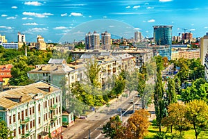 Kiev or Kiyv, Ukraine: aerial panoramic view of the city center