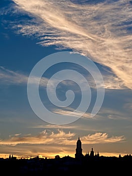 Kiev Pechersk Lavra and dusk sky