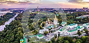 Kiev Pechersk Lavra and the Motherland Monument in Kyiv, the capital of Ukraine