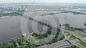 Kiev Ukraine bridge aerial Dnepr view