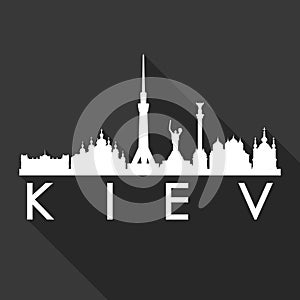 Kiev Ukraine Europe Euro Icon Vector Art Flat Shadow Design Skyline City Silhouette Black Background photo