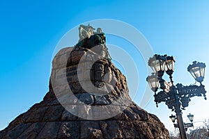 KIEV UKRAINE 31 MAE 2019: Bohdan Khmelnytsky Monument dedicated to the Hetman of Zaporizhian Host Bohdan Khmelnytsky. It