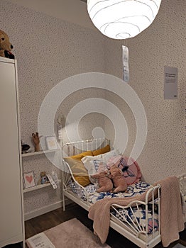 KIEV, UKRAINE - MARCH 06, 2021: Children`s room at the IKEA store.