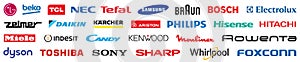 Kiev, Ukraine - May 25, 2021: Set top world most popular largest home appliance company brands logo: LG, Beko, Tefal, Samsung