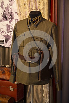 Kiev, Ukraine - May 08, 2019: Uniform officer of the NKVD in the exposition of the museum
