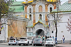 Kiev, Ukraine - 2 September 2017: Parked cars on the street of the old city of Kiev