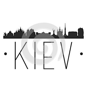 Kiev Ukraine Skyline. Silhouette Skyline Stamp Vector City Design Famous Monuments.