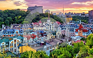 Kiev, Ukraine, Vozdvyzhenka Barrio in historical city center photo