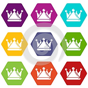 Kievan rus crown icons set 9 vector