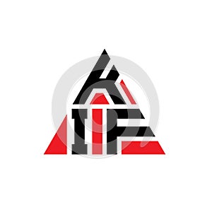 KIF triangle letter logo design with triangle shape. KIF triangle logo design monogram. KIF triangle vector logo template with red