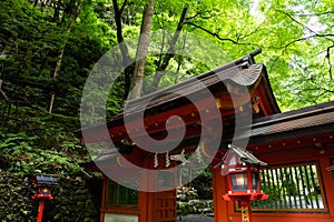 Kifune shrine of fresh verdure - Approach to Okumiya and itâ€™s gate, Kyoto, Japan