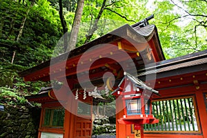 Kifune shrine of fresh verdure - Approach to Okumiya and itâ€™s gate, Kyoto, Japan