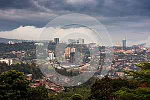Kigali city centre skyline and surrounding areas photo