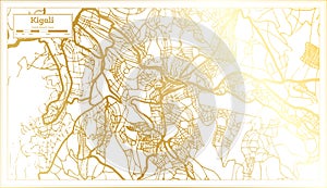 Kigali Rwanda City Map in Retro Style in Golden Color. Outline Map photo