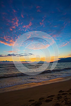 Kihei Sunset and Beach Footprints