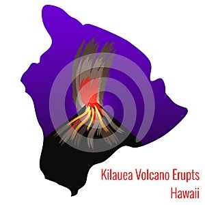 Kilauea Volcano Erupts on the island of Hawaii. Big Island of Hawaii contour