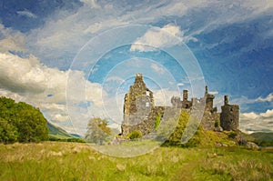 Kilchurn Castle Landscape Digital Painting