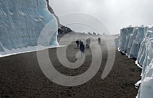 Kilimanjaro climbers in crater