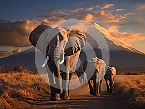 Kilimanjaro elephants  Made With Generative AI illustration