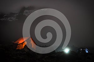 Kilimanjaro top view in night