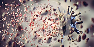 Kill, remove and eliminate coronavirus. Corona virus breaking up into pieces