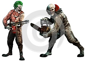 Killer clowns 3D illustration