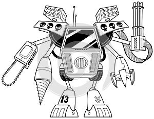 Killer Robot Line Art