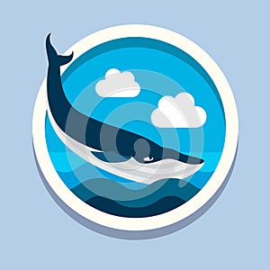 Killer whale, big fish. Travel, flat style vector