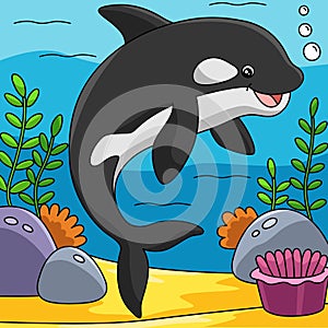 Killer Whale Cartoon Colored Illustration