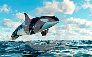 Killer Whale jumping out of the water, wild nature and animals concept